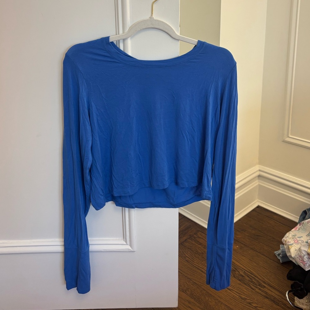 aerie‎ Bright Blue Long-Sleeve Crop Tee